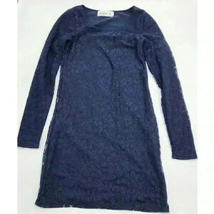 Abercrombie Kids Girl's Size M Navy Blue Long Sleeve Lace Dress